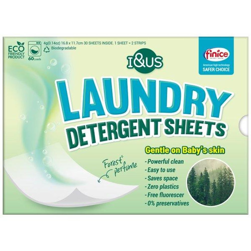 I&US Ultra Concentrated All-in-One Laundry Detergent Sheets Forest Perfume Fragrance 30 Sheets Eco-Friendly Paper Type _ Made in Korea